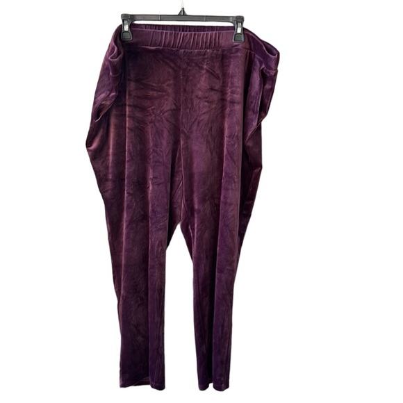 LOGO by Lori Goldstein Plumb Velour Pull-on Elastic Waist Jogger Pants 2X Petite - Picture 6 of 9